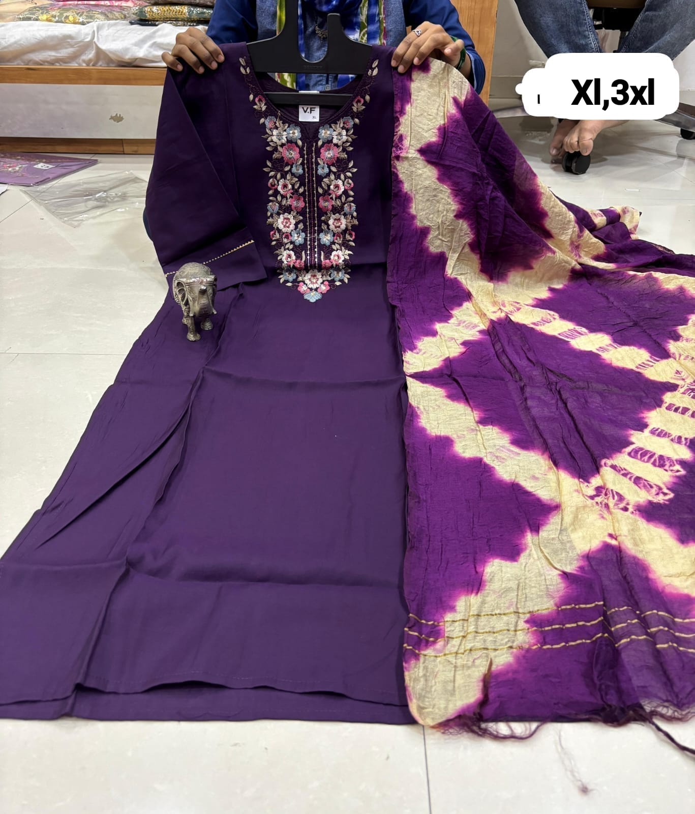 WhatsApp Image 2026-02-23 at 12.00.09 PM (1) CHANDERI MASLIN KURTI WITH DUPATTA 𤩠- Image 1