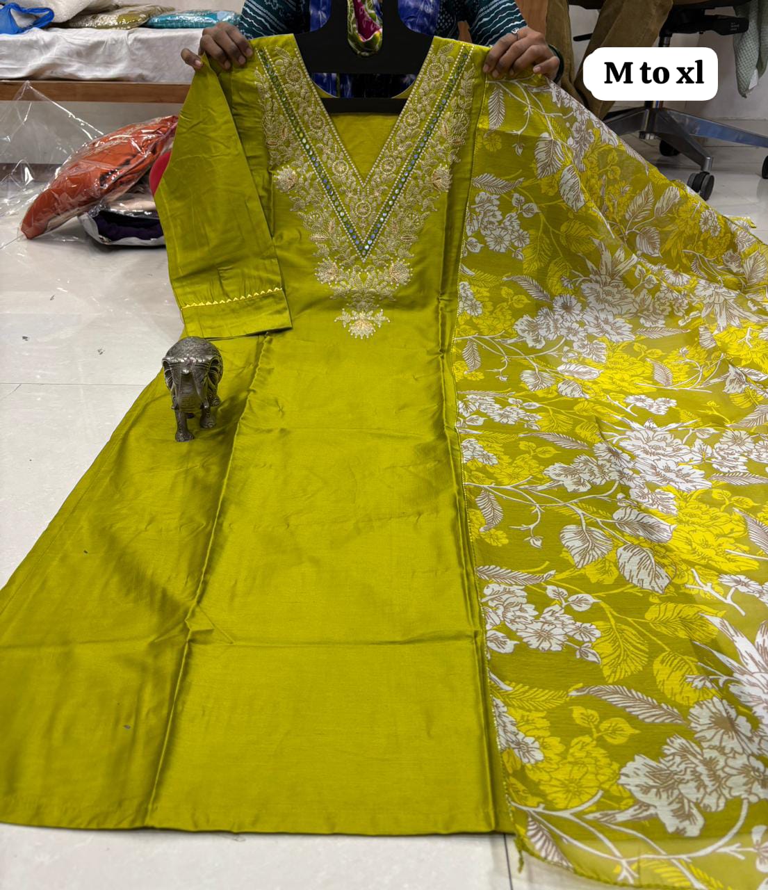 WhatsApp Image 2026-02-23 at 12.00.10 PM (1) CHANDERI MASLIN KURTI WITH DUPATTA 𤩠- Image 1