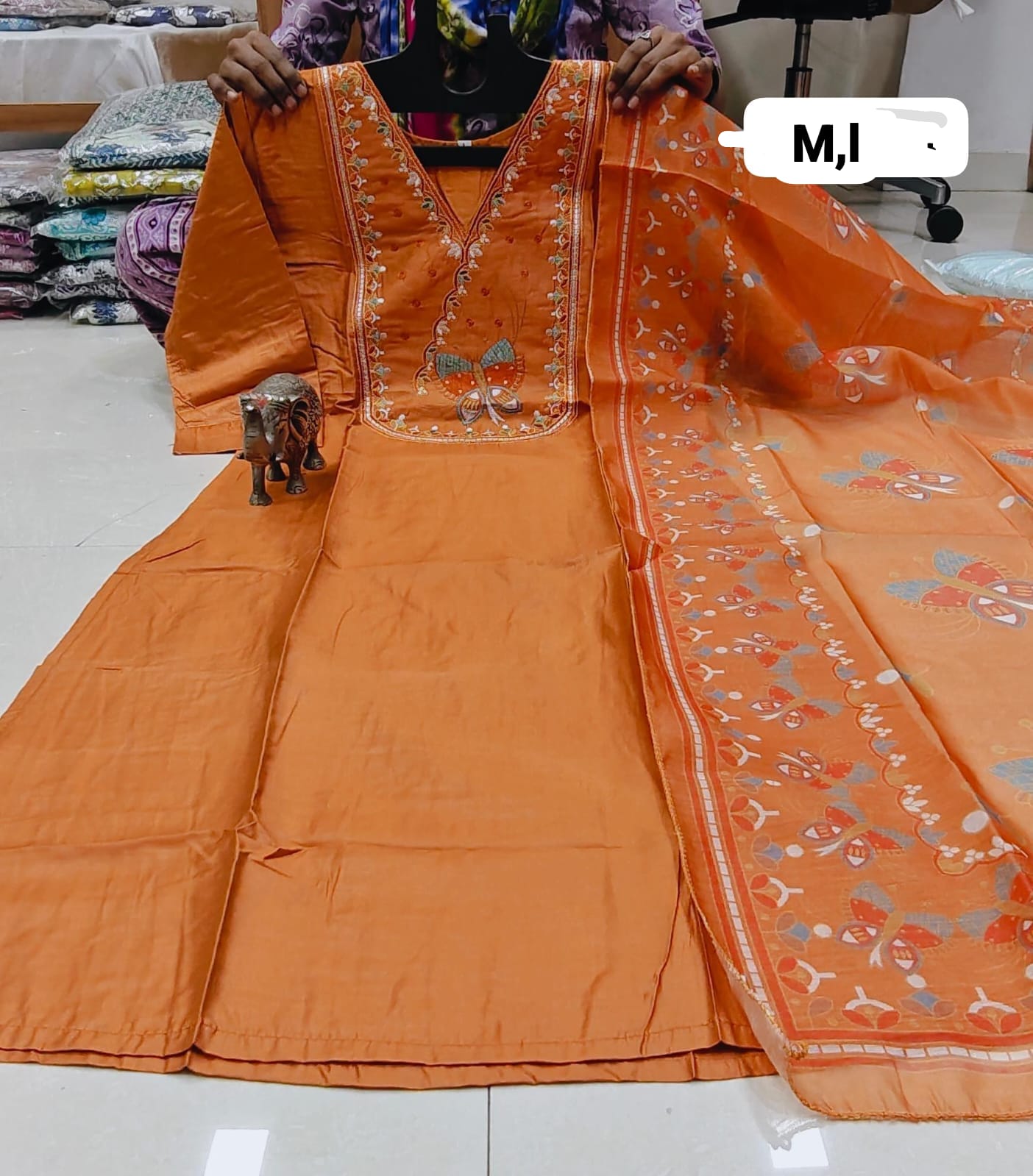 WhatsApp Image 2026-02-23 at 12.00.10 PM (2) CHANDERI MASLIN KURTI WITH DUPATTA 𤩠- Image 1