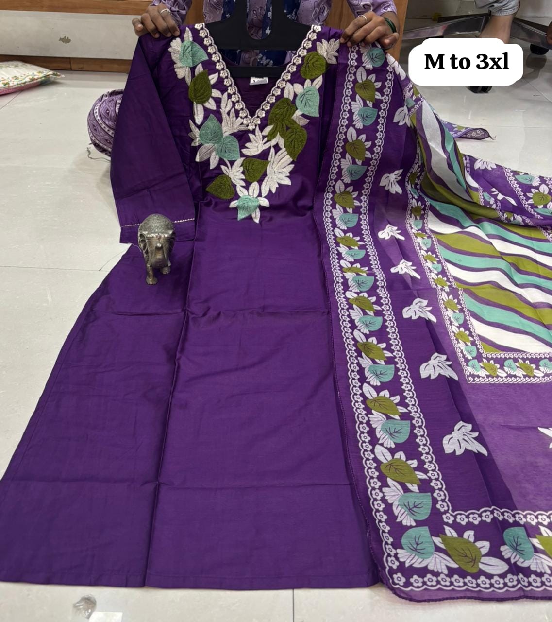 WhatsApp Image 2026-02-23 at 12.00.11 PM (1) CHANDERI MASLIN KURTI WITH DUPATTA 𤩠- Image 1