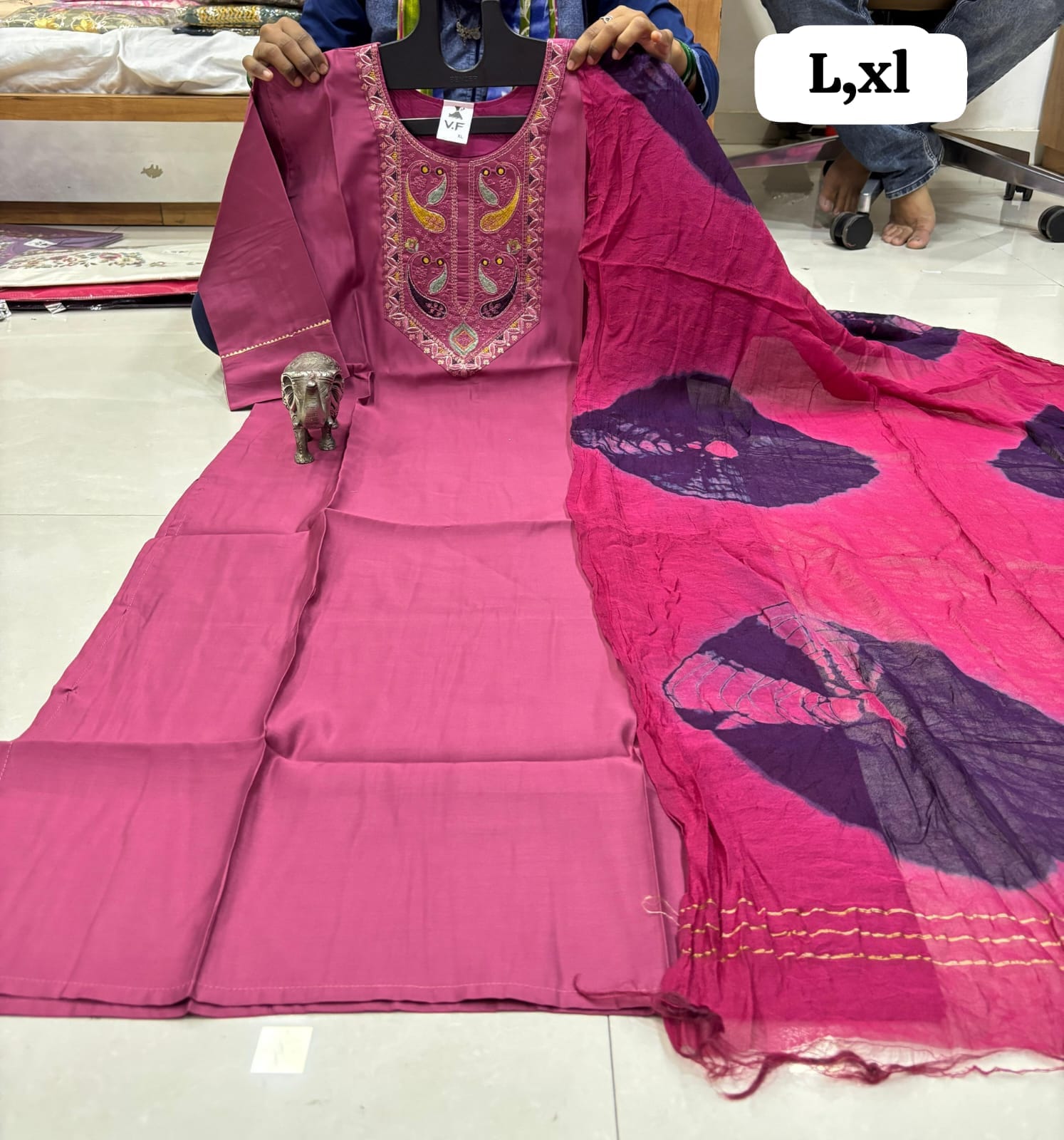 WhatsApp Image 2026-02-23 at 12.00.12 PM (1) CHANDERI MASLIN KURTI WITH DUPATTA 𤩠- Image 1