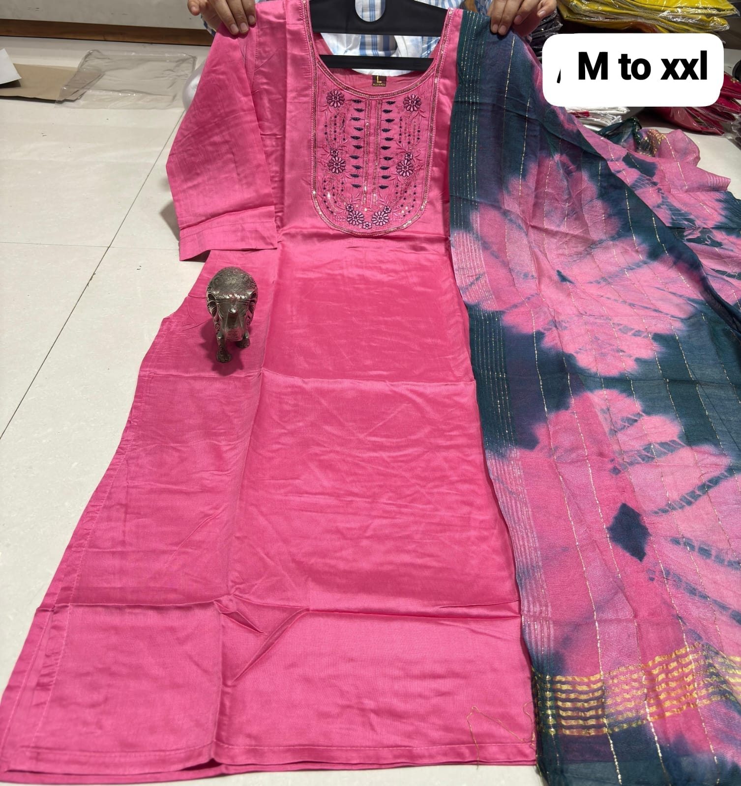 WhatsApp Image 2026-02-23 at 12.00.13 PM (1) CHANDERI MASLIN KURTI WITH DUPATTA 𤩠- Image 1