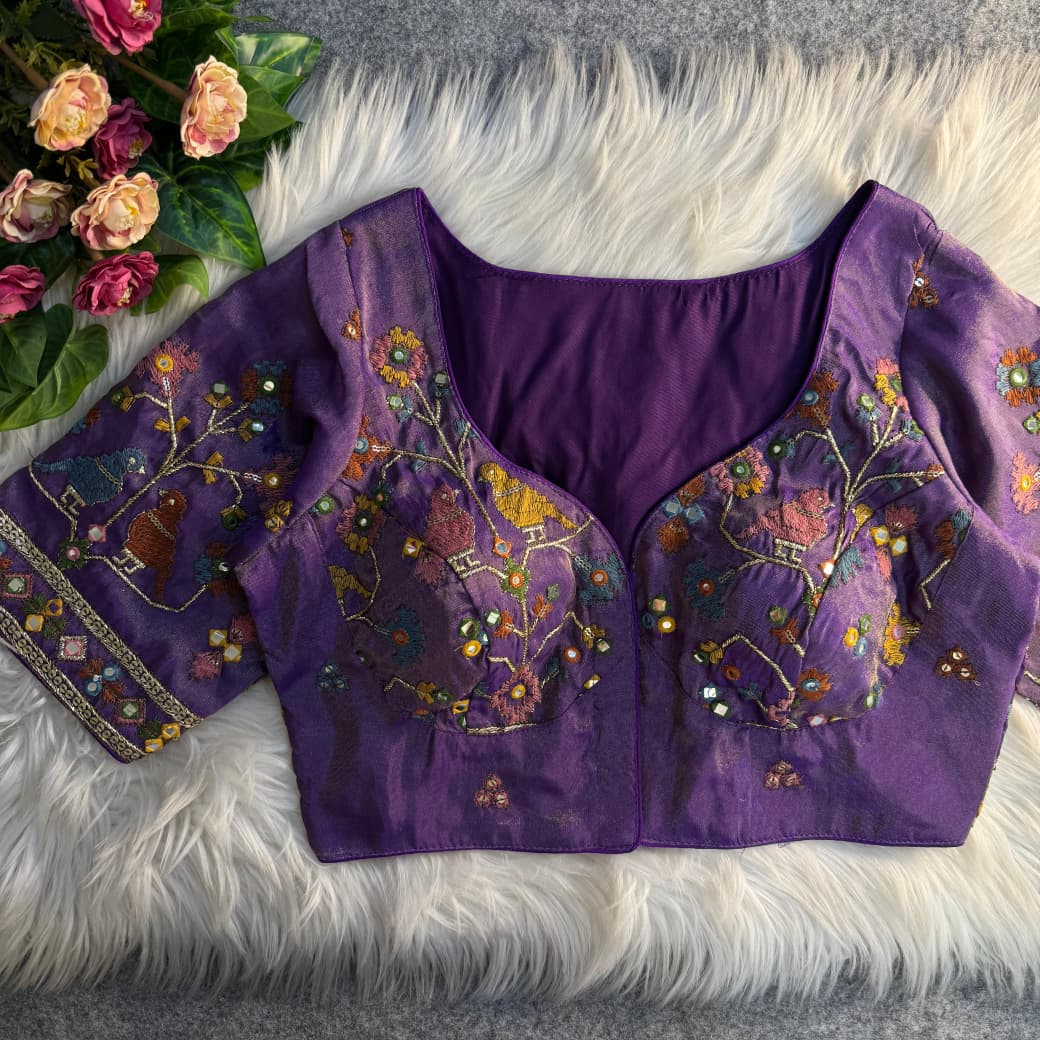 WhatsApp Image 2026-03-02 at 9.13.49 AM (2) MOTIVES WITH MULTI MIRROR WORK BLOUSE* ♥️ - Image 1