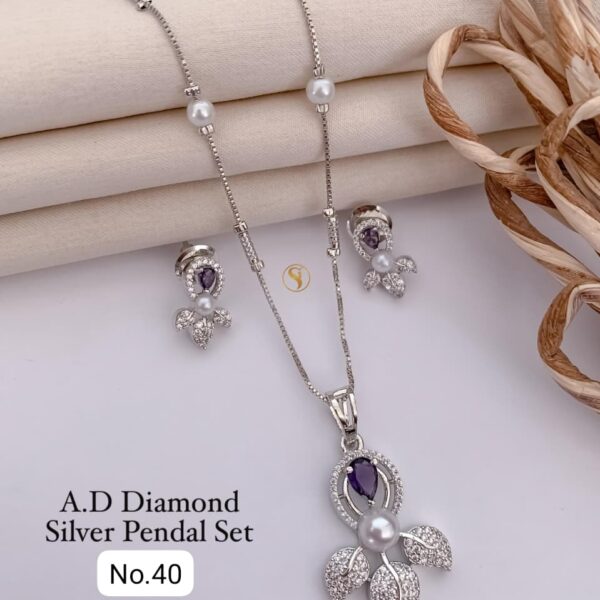 a d diamond silver pandal set