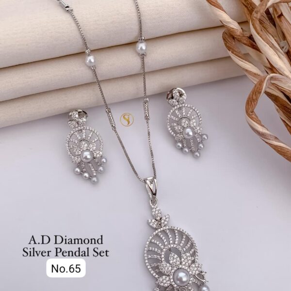a d diamond silver pandal set