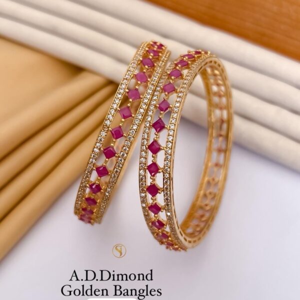 A.d dimond golden bangles