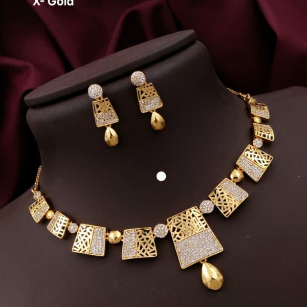 premium Quality cz ad necklace x-gold