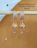 premium Quality cz ad rose gold jumka bali earring - Image 20