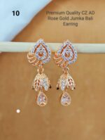 premium Quality cz ad rose gold jumka bali earring - Image 15