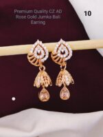 premium Quality cz ad rose gold jumka bali earring - Image 11