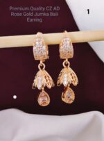 premium Quality cz ad rose gold jumka bali earring - Image 9