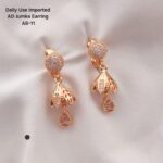 premium Quality cz ad rose gold jumka bali earring - Image 2