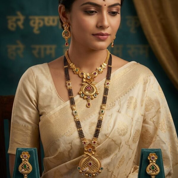 high gold rajvadi mangalsutra combo set