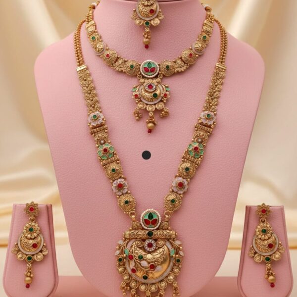 meenakari gold -plated rani haar and choker combo set
