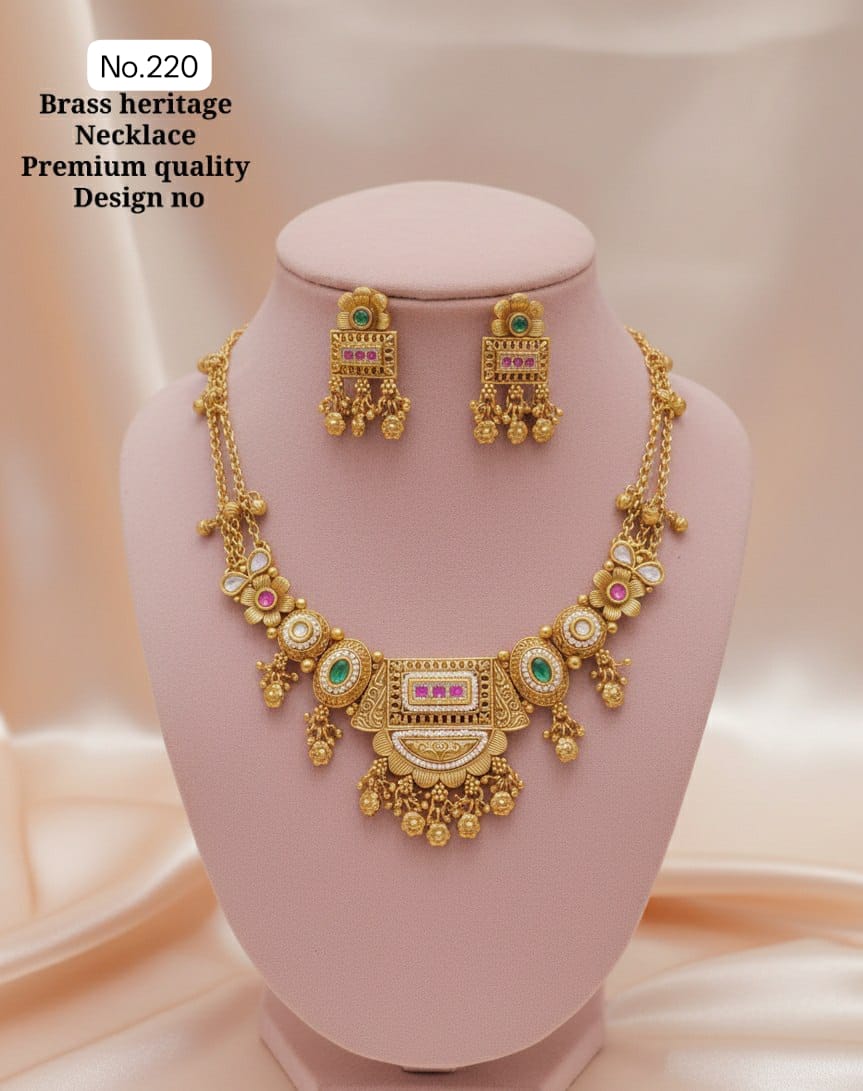 WhatsApp Image 2026-04-04 at 11.33.56 brass heritage necklace premium quality design - Image 1