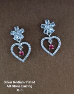 silver rodiam plated ad stone erring - Image 2