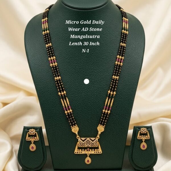 micro gold daily wear ad stone mangalsutra